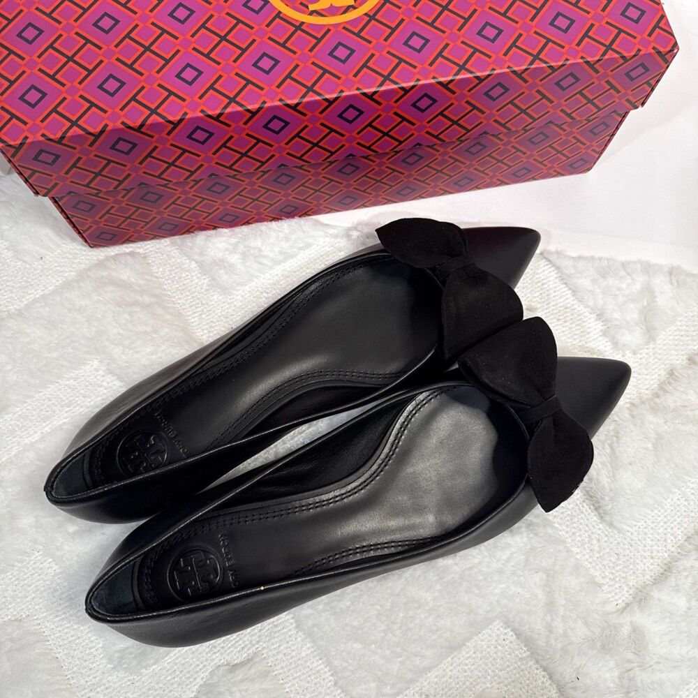 Tory Burch Rosalind Ballet Flat Retro Sheep Leather Lancaster Suede Size 8 NIB